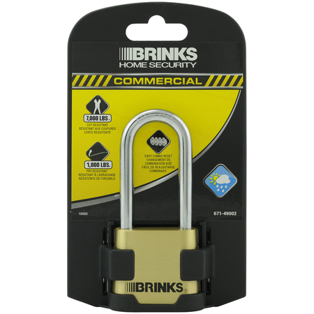 BRINKS Combination Padlock, Brass, 50mm, Resettable, High Security 671-49002